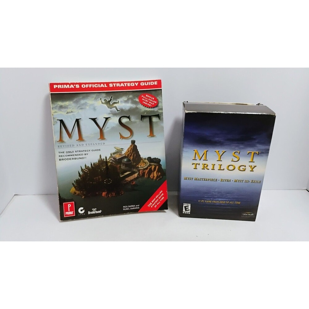 2000 UBISOFT BRODERBUND PRIMA MYST ORIGINAL, TRILOGY, & STRATEGY GUIDE PC LOT